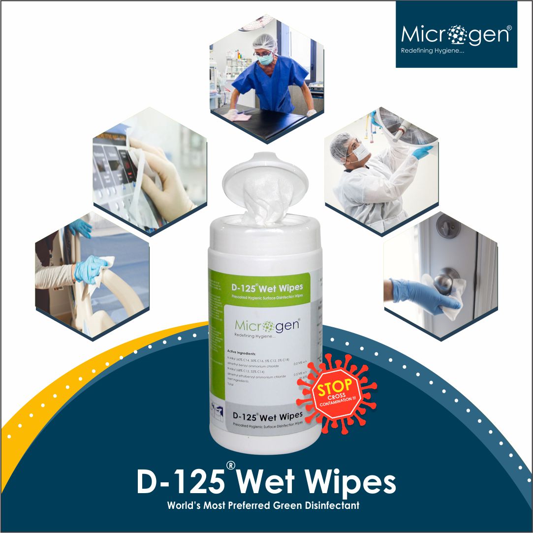 Microgen D-125 Wet Wipes, is Non Alcoholic Surface Disinfectant Wet Wipes, for All type of Healthcare Facilities, 60 Wipes Bucket